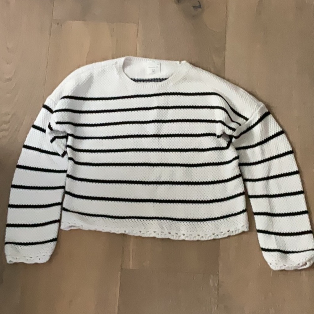Abercrombie Kids White Sweater with Black Stripes
